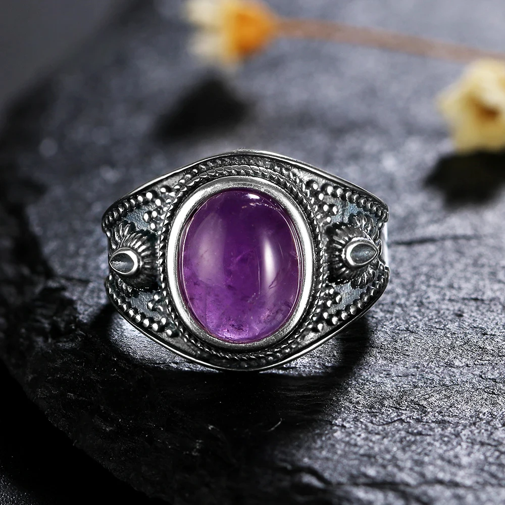 Natural Amethyst silver rings silver ring wedding rings Jewelry Rings For Women Party Wedding Anniversary Engagement Gifts Party Fine Jewelry