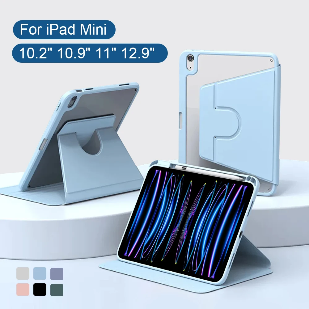 

For iPad Pro 12.9 11 Case 10th Generation 2023 Funda For iPad Air 3 4 5 10.9 Mini 6 10.2 7/8/9th Gen 360° Rotation Stand Cover