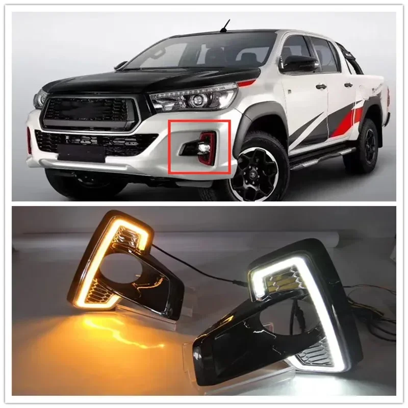 

For Hilux Revo Rocco 2018 2019 ABS Fog lamp LED Daytime Running Light Car Accessories Waterproof 12V DRL Fog Lamp Decoration