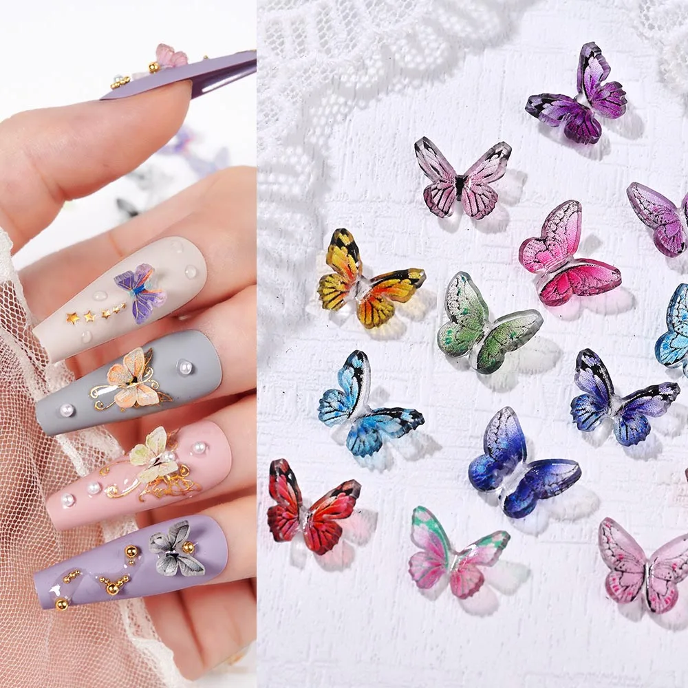 

20pcs Acrylic Butterfly Nail Art Charms Kawaii 3D Nail Art Decoration Jewelry Parts For Girls Nail Tips DIY Manicure Accessories
