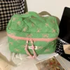 Green Pink Contrasting Bow Makeup Bag Large Capacity Portable Travel Toiletry Bag Storage Bag 6