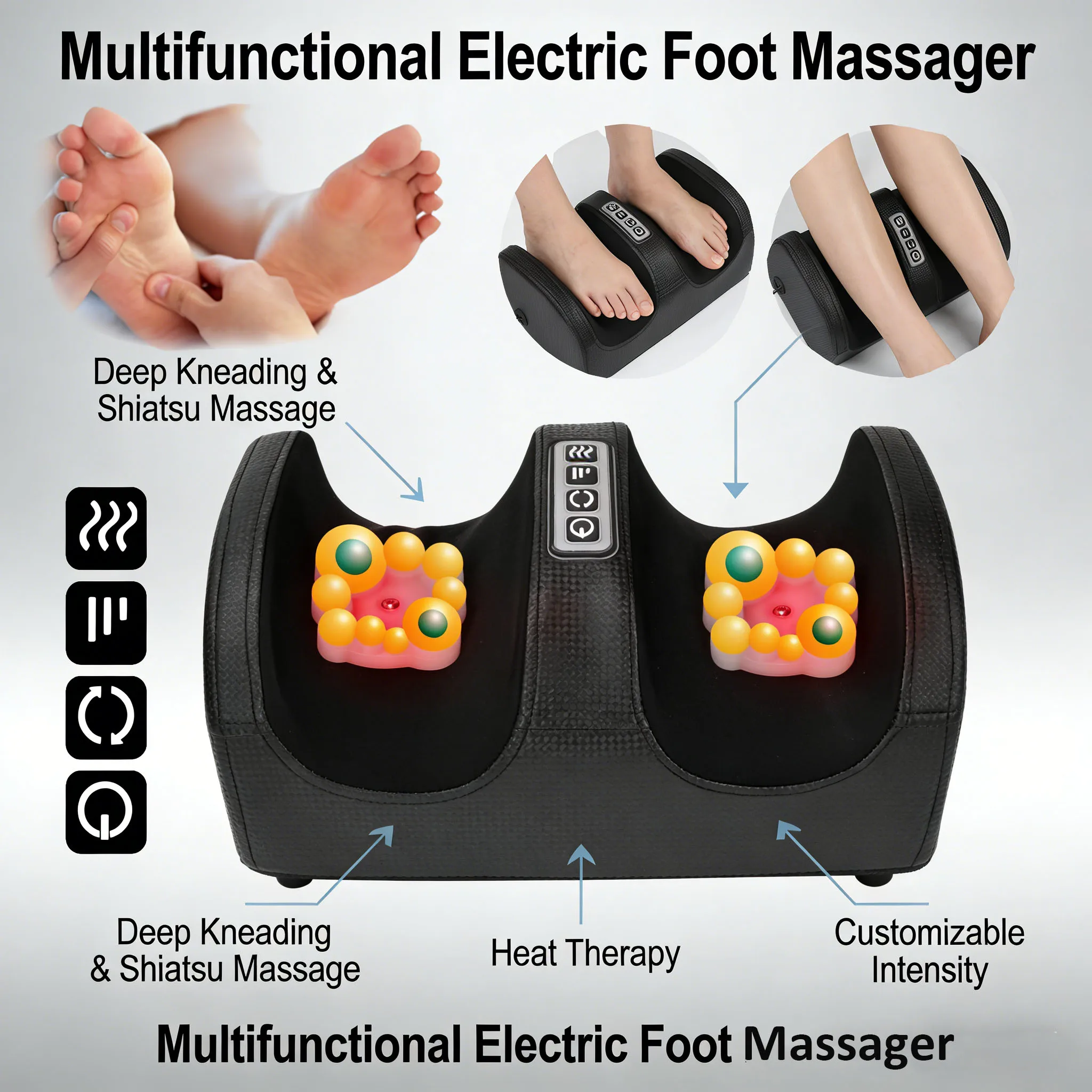 Massaggiatore Elettrico Multifunzionale per Piedi con Terapia del Calore
