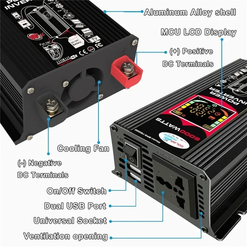 Solar Panel Kit 110/220V Solar Power System 18W Solar Panel Battery Charge 30A Controller 6000W 12V 220V Inverter Complete Power Generation