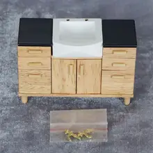 

Novelty Small with Hand Sink Dollhouse Bathroom Washbasin Model Toy for Micro Landscape Mini Cabinet Wooden Washbasin
