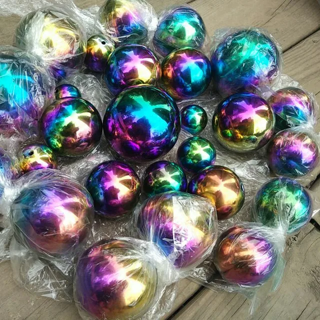 Többszínű Golyó Dia 32 Mm-400 Mm Rozsdamentes Acél Üreges Zökkenőmentes Finom Gömb Otthoni Udvar Úszómedence Díszítés Díszek - Image 3