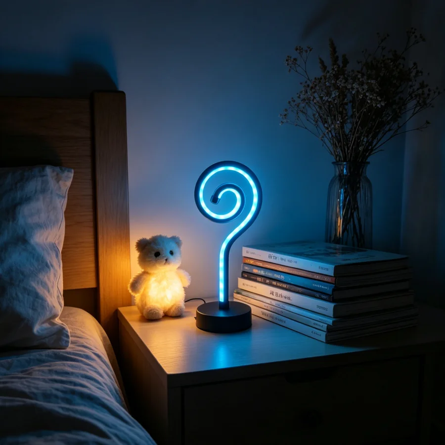 1PC 현대식 나선형 물음표 LED 테이블 램프, RGB 색상 변경 네온 조명, USB 전원 장식 램프 (침실, 파티용)