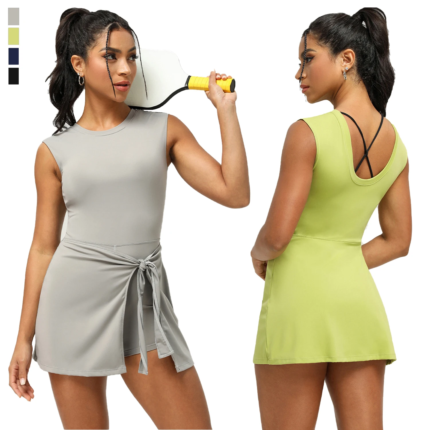 Women Tennis Dress Stretch Golf Wear One Piece Fitness Skirt Summer Short Golf Dress Sports Gym Frock Badminton Women Activewear