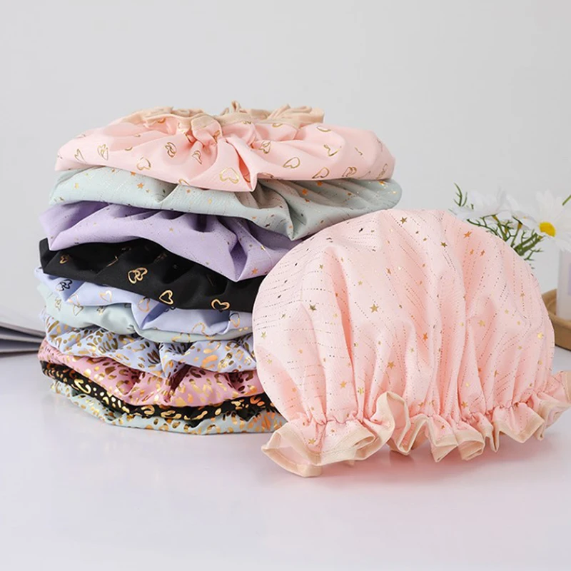 Waterproof shower cap shower cap thick double layer for women kitchen bathroom shampoo