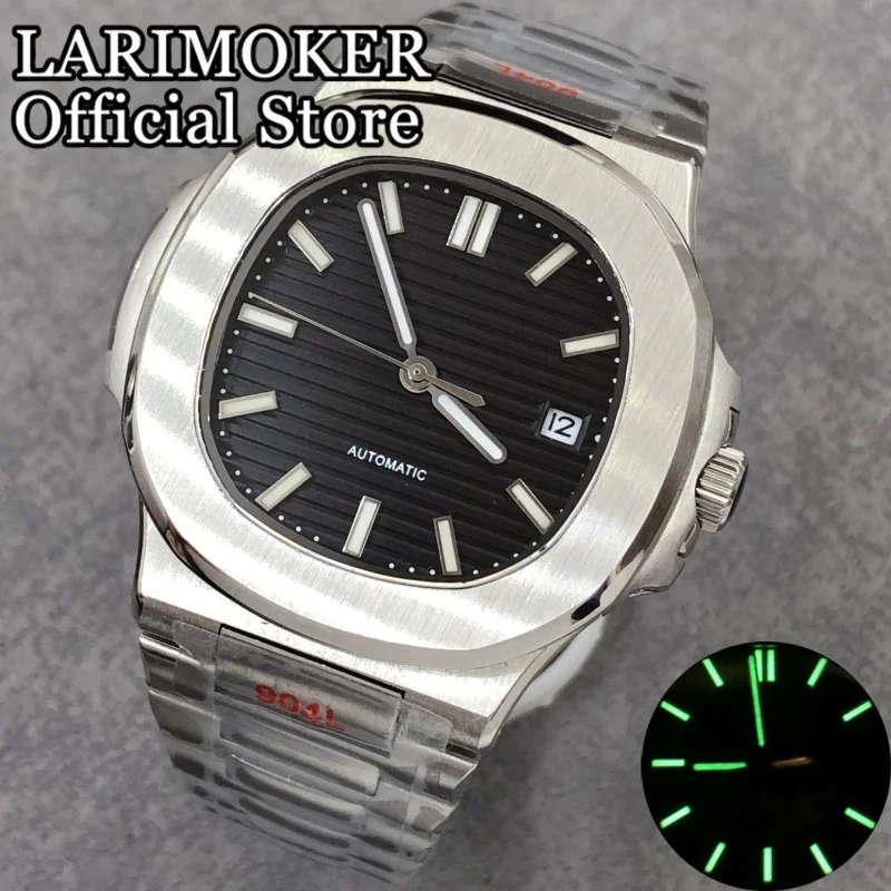 LARIMOKER 38,5 mm Saphirglas Edelstahl wasserdichtes Uhrengehäuse mit Armband Herren NH35 Automatikwerk mechanische Uhr – Detail 10