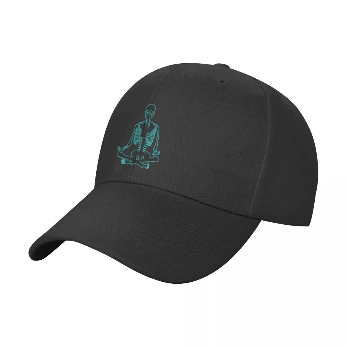 

Skeleton Meditating Blue Glow Baseball Cap Bobble Hat Sunhat Golf Women Men's