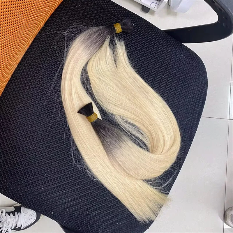 Virgin Hair Extens Bulk Factory 12A Ombre Blonde Russian Cuticle Aligned Cabello Humano Natural Human Hair Extensions