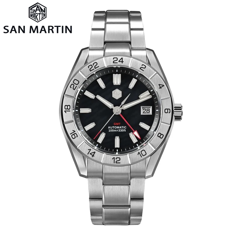 San Martin Sn0130 42Mm Mop Dial Dive Watch Luxury Sapphire Luminous Nh34 Gmt Orologi Meccanici Automatici Impermeabili Con Zaffiro