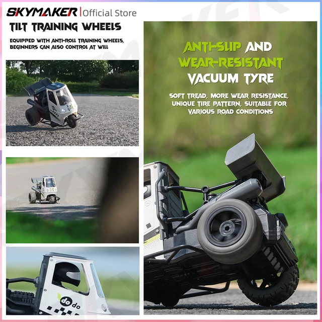 1:16 RC Remote Control Three Wheel Beep Car Simulation LED Light High Speed Drift Emulation Motorcycles Toys Gift for Kid 3+ 6