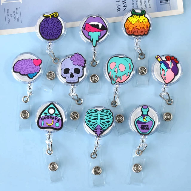 Halloween Cartoon Skull Witch Poison Retractable Nurse Badge Reel Clip  Badge Holder Students Doctor Party Badge