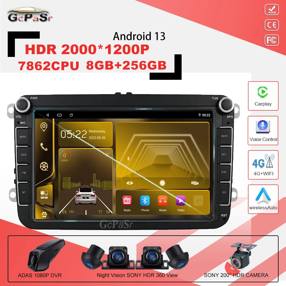 

Android 13 для VW/Volkswagen/Golf/Passat/b7/b6/Skoda/Seat/Octavia/Polo/Tiguan навигация GPS авторадиоприемник 7862процессор 4G навигация