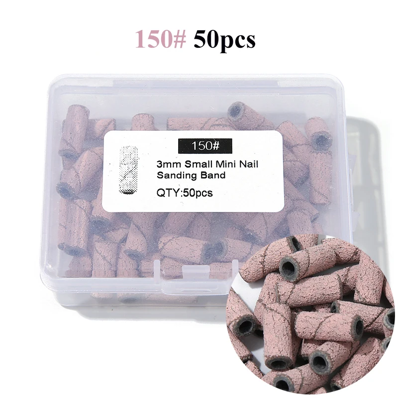3mm Brown Mini Sanding Bands without Stainless Steel Mandrel Manicure Cuticle Clean Tools Electric Nail Drill Bits Accessories 4