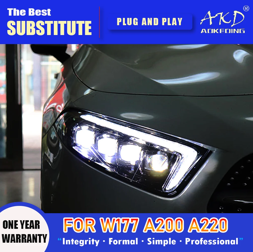 

AKD Head Lamp for Benz W177 LED Headlight 2019-2021 Headlights A180 A200 A220 DRL Turn Signal High Beam Angel Eye Projector