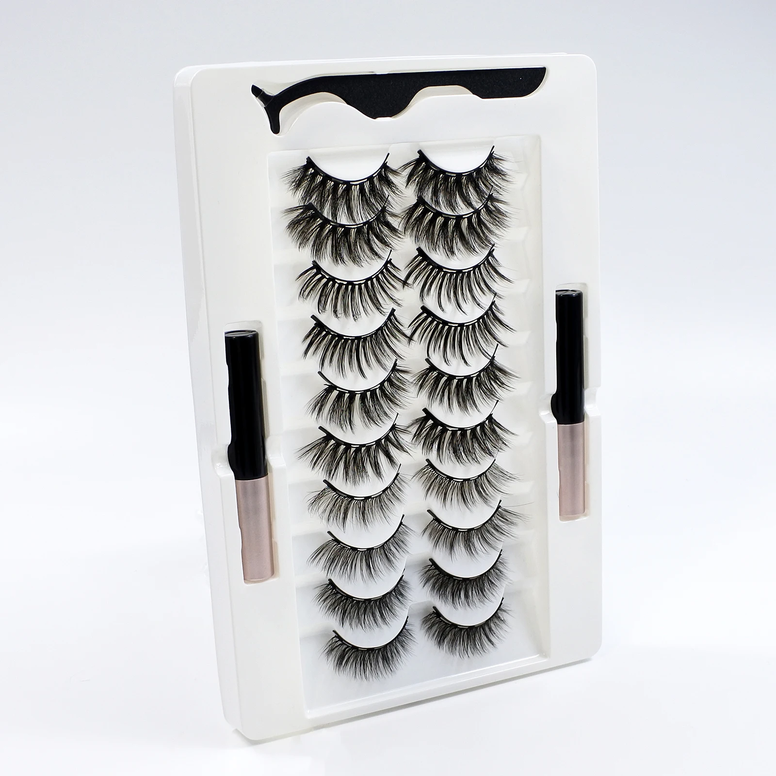 Fake Eyelashes 10Pairs Magnet False Eyelashes Reusable Magnetic With Eyeliner and Tweezers Natural Look
