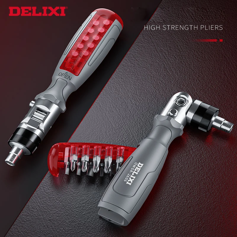 Delixi 10in1 Portable Multiangle Ratchet Screwdriver Tool Set Multi