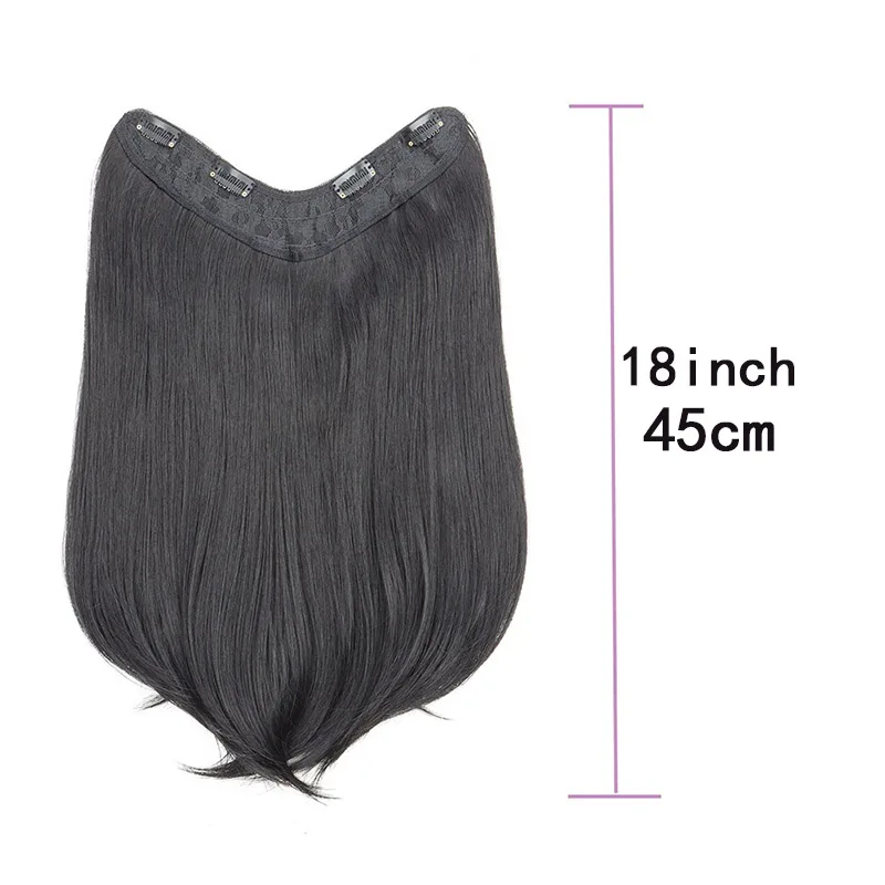 H&STAR 18Inch  Synthetic V Long Curly Inner Buckle Hair Extension Black Brown Hairpiece Wig for Women