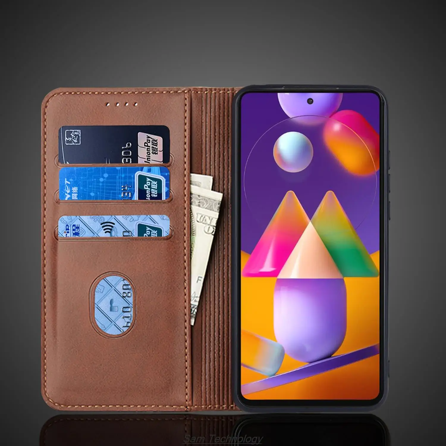 삼성 갤럭시 M31s M317F 홀스터 플립 커버 케이스 지갑 전화 가방 Fundas Coque에 대한 자기 매력 가죽 케이스