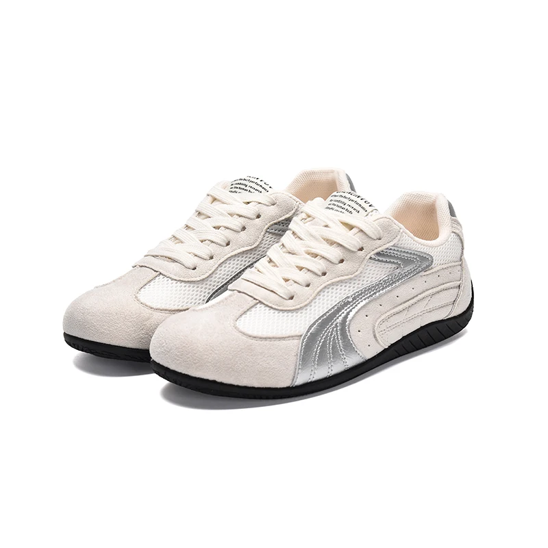 German Training Shoes Women 2025 Summertime Flat Lace-up Forrest Gump Shoes Women Genuine Leather Mesh Ventilation Sneakers