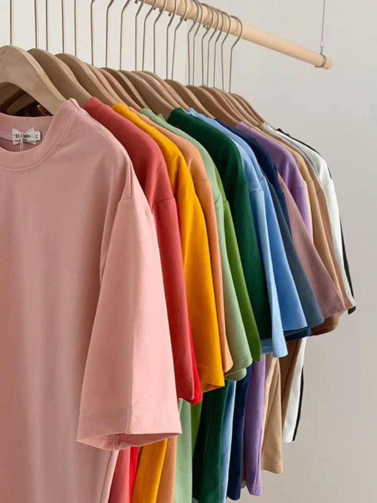 Футболка женская однотонная базовая Повседневная рубашка с круглым вырезом