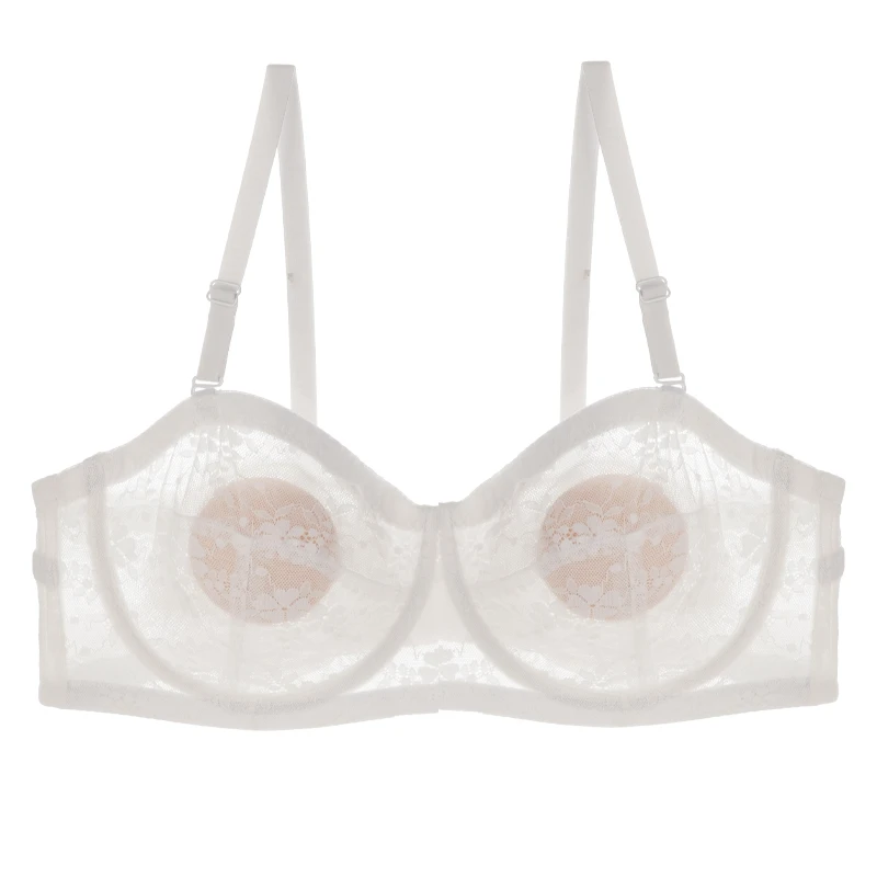 Big Size Sexy Women Lace Bras with Big Breasts Breathable Thin Cup Soft Bra Detachable Shoulder Straps Underwear 36-40 B/C/D