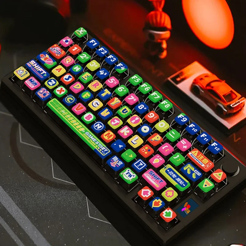 Echome Graffiti Tema Keycap Pbt Dye-sublimation Pudim Translúcido Cap Teclado Perfil Asa Teclado Mecânico