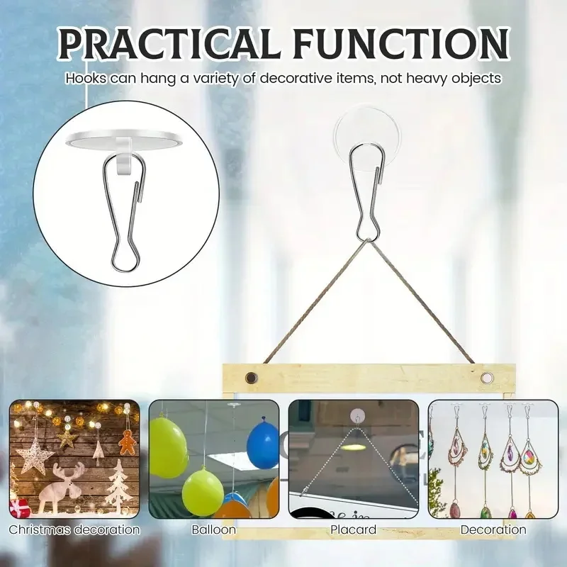 30Pcs Self-Adhesive Ceiling Hooks Strong Sticky Ceiling Transparent Small Discs For Christams Wedding Birthday Party Decorations 4