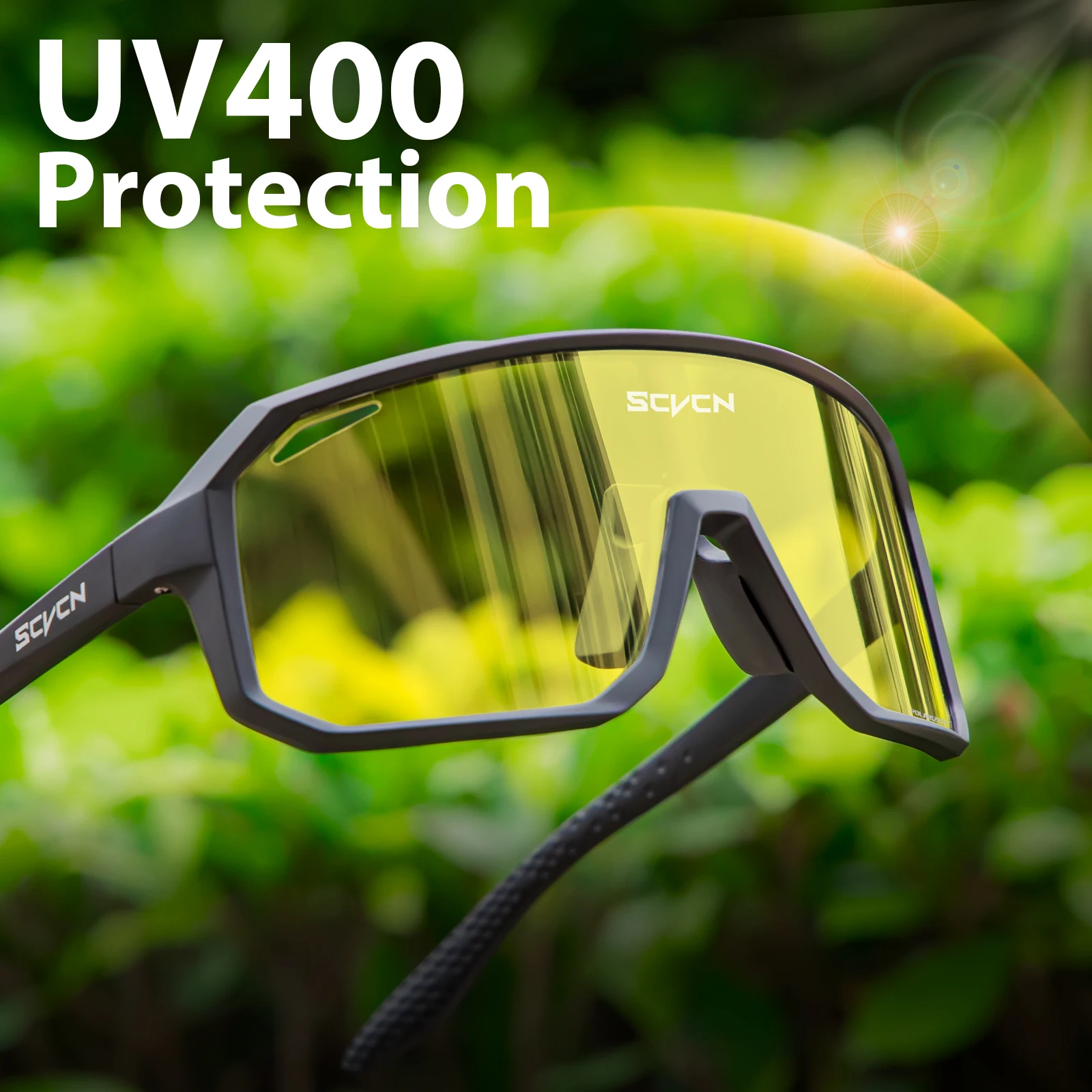 Lunettes de pêche polarisées vision nocturne jaunes SCVCN - Protection UV400 pour homme et femme