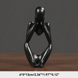 Sand Color Abstract Thinker Sculpture Yoga Figurine Nordic Decor Ornament (Black 3)