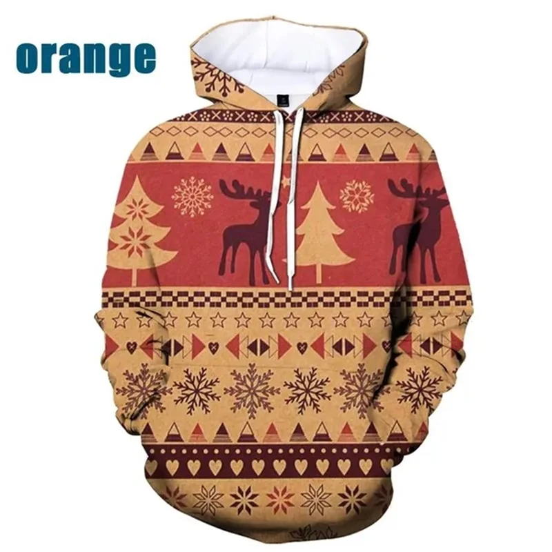 thumbnail image 1 of Sudadera con capucha con estampado de copos de nieve y renos de Feliz Navidad para hombres y mujeres, sudadera con capucha holgada de gran tamaño con estampado 3D para hombres, 1 of 5