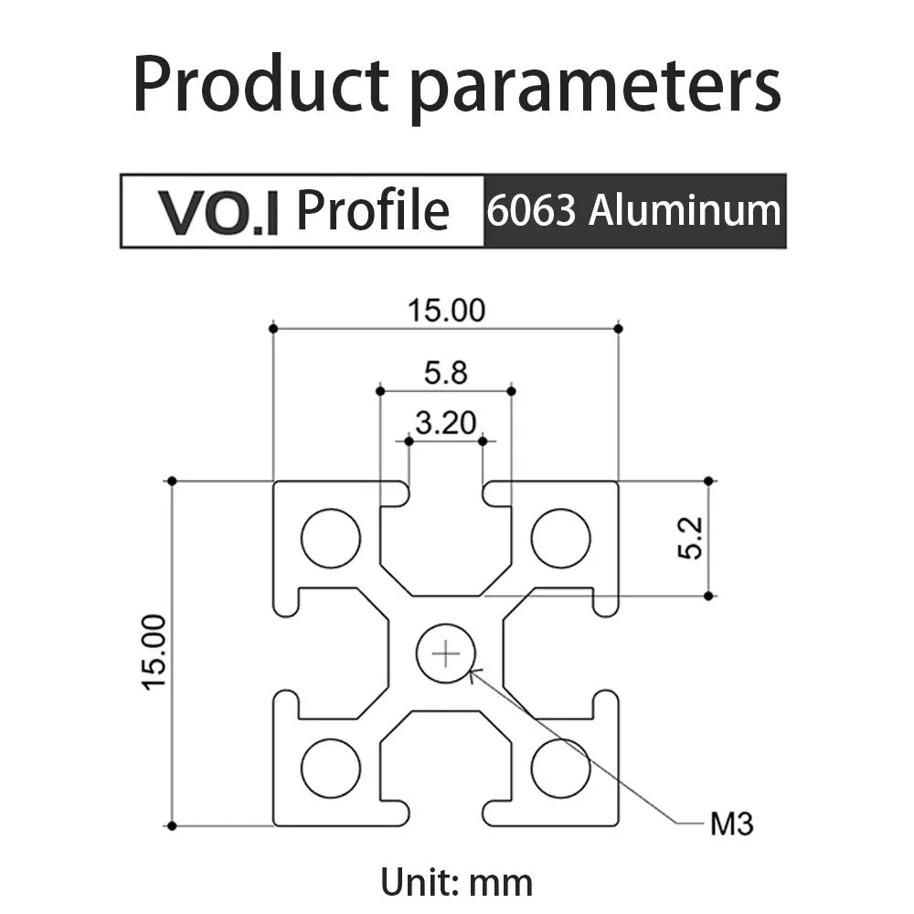 1515 Aluminum Extrusion Profile Frame Kit Alloy Frame Bracket Tapping Drilling 1515 CN 6063 Profile Set For VORON 0.1 hp latex printhead