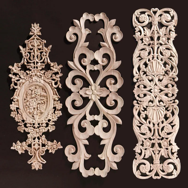 Wood Appliques for Furniture Decal Floral Wood Flower Crafting Lace