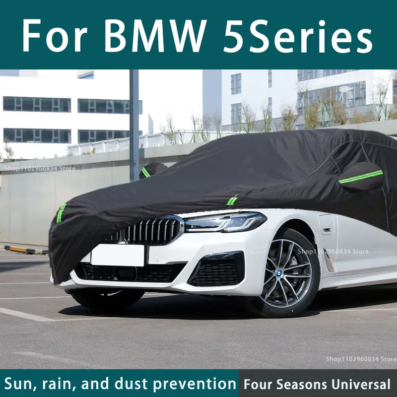 

For BMW 5Series 210T Full Car Covers Outdoor Sun Uv Protection Dust Rain Snow Protective Anti-hail Car Cover Auto Black Cover