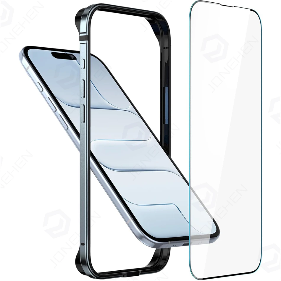 Enhanced Hybrid Silicone and Aluminum Protective Phone Case with HD Screen Protector