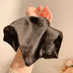 Elegant Women's Hair Scrunchie with Square Scarf - Versatile & Fashionable Hair Accessory (Black)