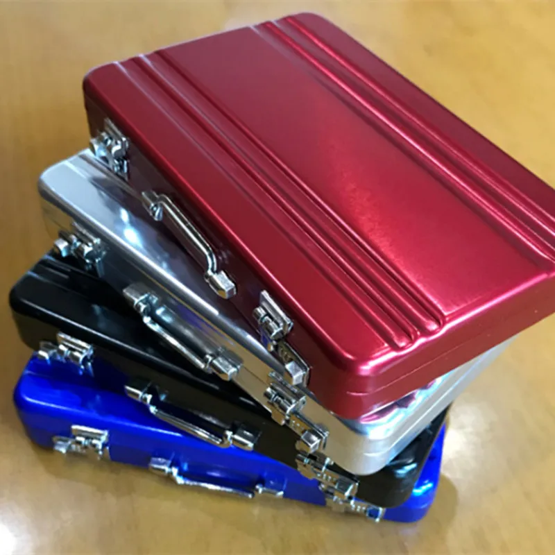 

Portable Card Case Rectangle Organizer Business ID Credit Card Holder Mini Suitcase Bank Card Boxes Aluminum Storage Box Holder
