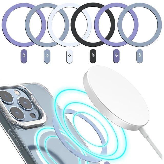 5 Stück Metall Aufkleber Ring für Apple iPhone 14 13 12 Pro Max Magsafe  kabelloses Ladegerät Eisenblech Aufkleber für Magnet Auto halter -  AliExpress