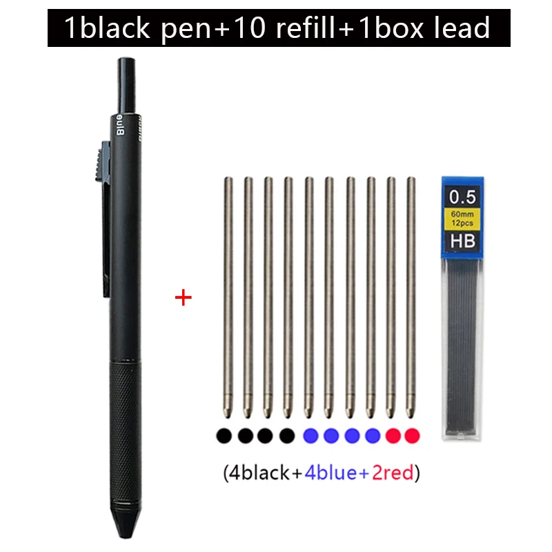 

Metal 4 In 1 Multicolor Pen Gravity Sensor Ballpoint Pen 3 Color Novel Pen And 1 Mechanical Pencil Office School Stationery Gfit