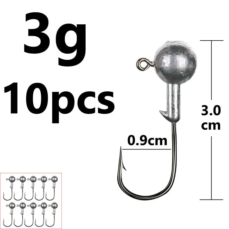 Jyj 10pcs 1g 1.5g 2g 3g 3.5g Fishing Hook Jig Head Sharp Hook Matched With  Soft Lure Bait For Perch Bass Pike And Catfish - Fishhooks - AliExpress