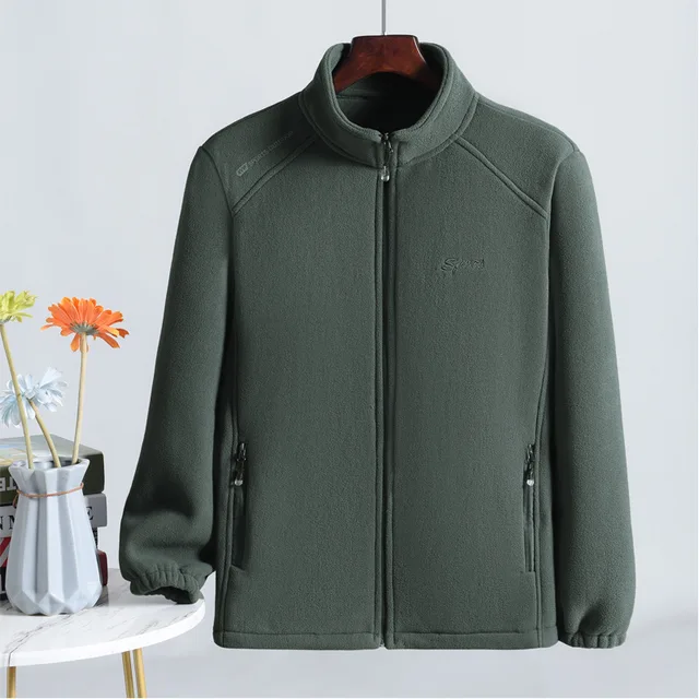 Chaqueta de lana con cremallera y Bordado de letras para hombre, sudadera gruesa con cuello levantado a prueba de viento para exteriores, abrigos de viaje para mantener el calor, invierno