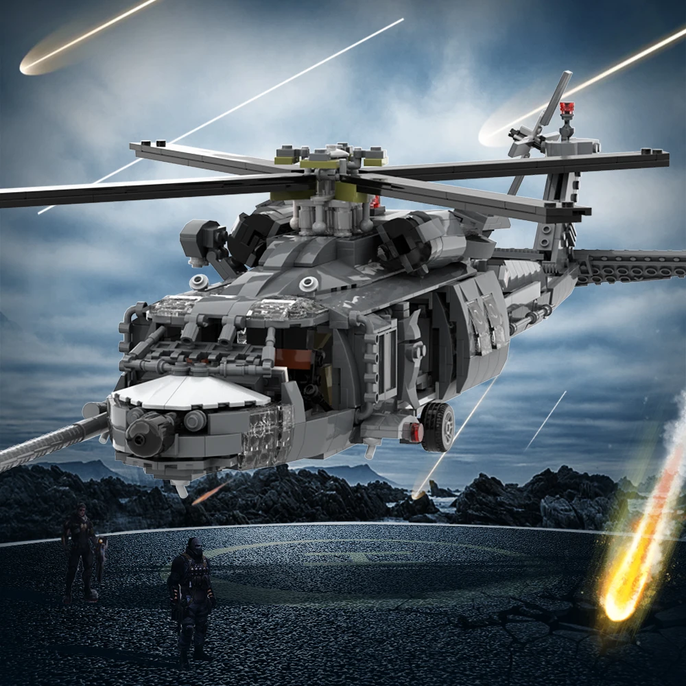 

MH-60 Pave HAWK Building Blocks Moc Ideal Rescue Helicopter Model Sets Brick Educational Child Toys for Kids Adult Birthday Gift