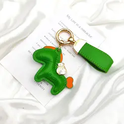 Elegant Leather Cartoon Pony Keychain Pendant, Mini Horse Bag Charm and Stylish Holiday Gift (Green)