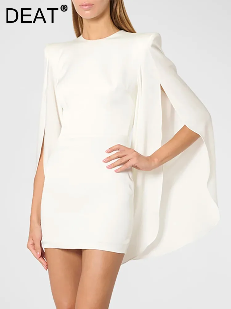

DEAT Elegant Dress Shoulder Padded Split Sleeves Short Women Customized Evening Party Dress 2024 Spring New Fashion 13DB4365