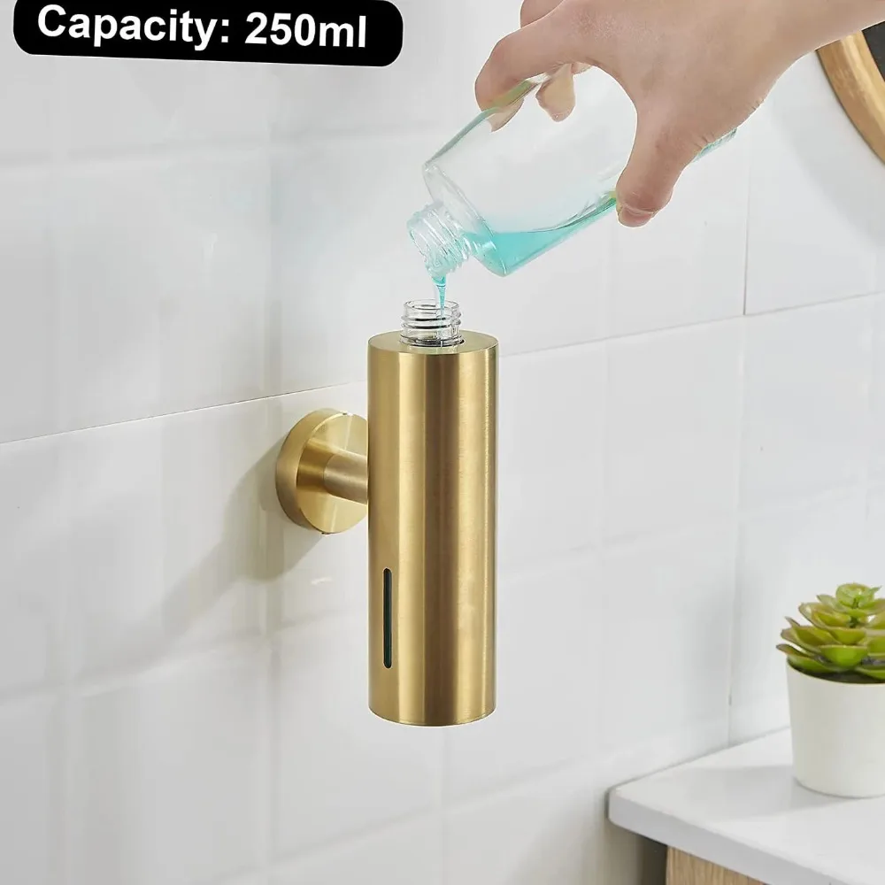 304 Brushed Stainless Steel Manual Soap Dispenser Wall Mounted Golden Black Square Round Soap Dispenser for Hotel Bathrooms 4