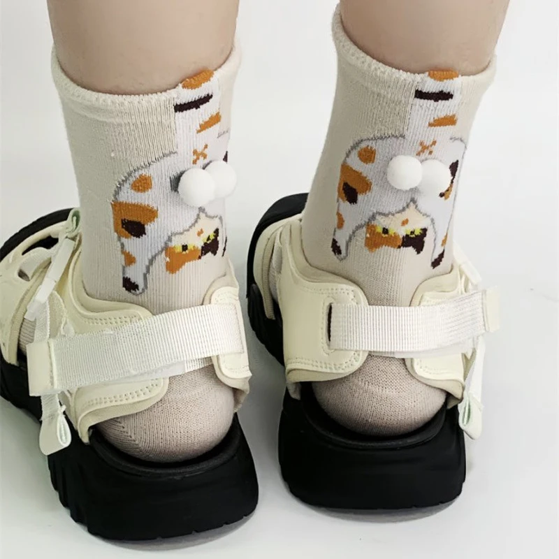 Lustige Socken Frauen Winter süße 3D Katze Hintern Mid-Tube Socken abstrakte Cartoon schrullige Baumwolle Katze Ei Socken Paar Katze Liebhaber Geschenke – Detail 4
