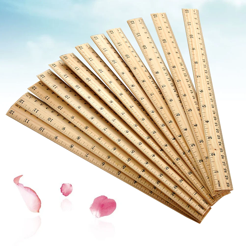 

30 Pcs Bulk Ruler Pack School Wooden Straight High Accuracy Double Scale Measuring Bamboo Easy to Store