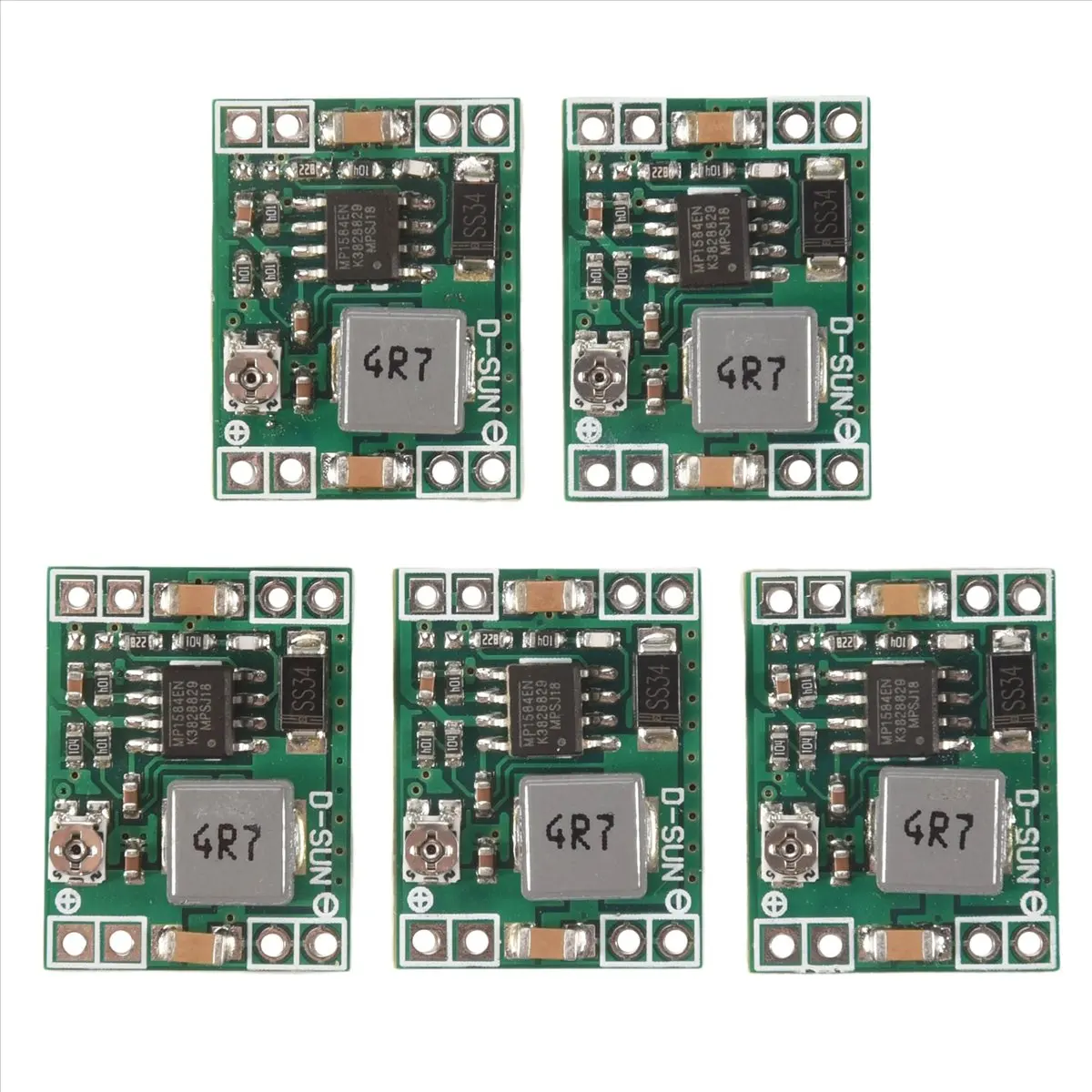 (A23G) 5Pcs 미니 MP1584EN DC-DC 벅 컨버터 조정 가능한 전원 공급 장치 모듈 24V  12V 9V 5V 3V 감소 전압 조정기